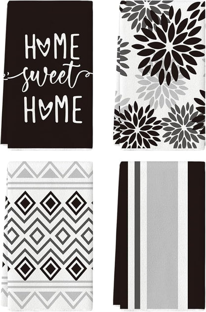 Artoid Mode Black Stripes Home Sweet Home Boho Halloween Kitchen Towels Dish