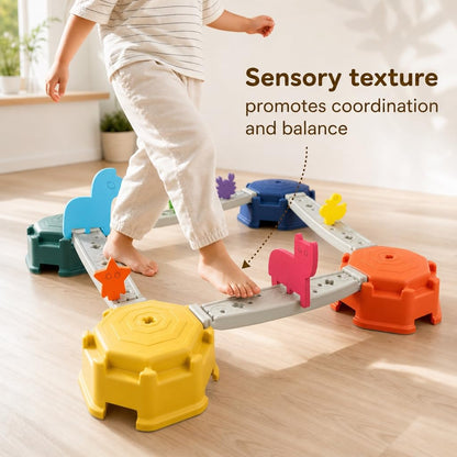 edusense 14 PCS Balance Beam Stepping Stones for Kids 3-12 Years, Non-Slip Balance Blocks Indoor Outdoor, Thickened Plastic Holds 220LBS, No Assembly Required, Promote Coordination & Sensory Play