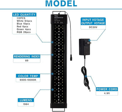 hygger Aquarium Programmable LED Light, for 24~30in Long Full Spectrum Plant Fish Tank Light with LCD Setting Display, 7 Colors, Sunrise Sunset Moon and DIY Mode, for Novices Advanced Players