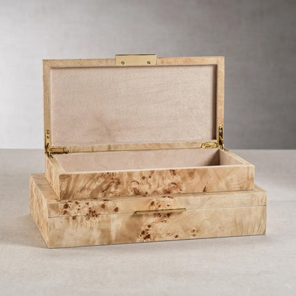 Zodax Deluxe Lined Burl Wood Veneer Box (Small)