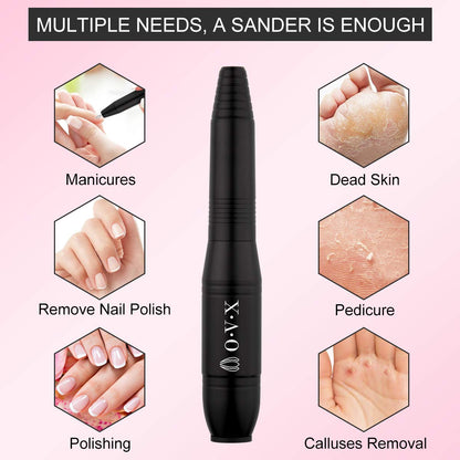 Portable Electric Nail Drill File Machine with Acrylic Nail Kit Set Professional 20000rpm Manicure Pedicure with Sanding Bands Brush for Nail Art Gel Nail Polish Tips Clippers