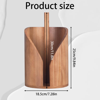 Wooden Paper Towel Holder for Kitchen Countertop – Heavy Duty Pine Wood Towel Dispenser with Stable Base & 5 Anti-Skid Rubber Pads – Fits Standard Paper Towel Rolls – Rustic Farmhouse Kitchen Décor