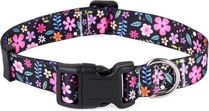 Mihqy Dog Collar with Bohemia Floral Tribal Geometric Patterns - Soft Ethnic Style Collar Adjustable for Small Medium Large Dogs(Floral,S)