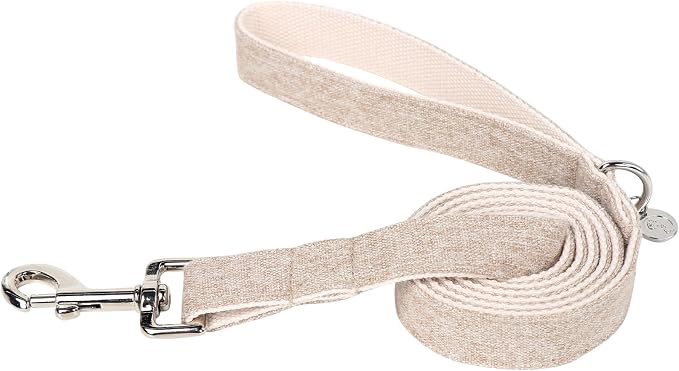 DOGWONG Cotton Hemp Dog Collar, Heavy-Duty Pink Dog Collar Durable Soft Natural Fabric Pet Dog Collar Cute Wedding Puppy Necklace for Small Medium Large Dog
