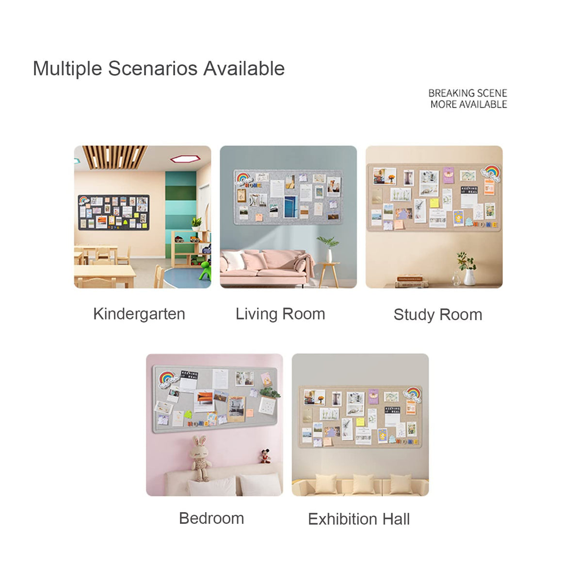 Large Bulletin Board, Foldable 60x36 Inches Cork Board Alternative, Large Felt Board Decorative Pin Board for Wall, Foldable Photo Board Self-Adhesive Vision Board with 36 Pushpins Light Khaki