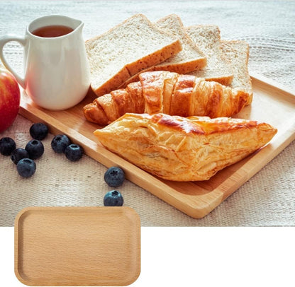 Linwnil 6 Pack 8 x 5 Inches Serving Platter Tray, Tray Cheese Plate Rectangular Platter for Fruit, Appetizer, Bread,Rectangular Avoid Sliding and Spilling Food (Wood Trays x 6Pack)