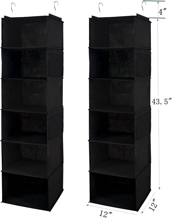 6 Shelves Hanging Closet Organizer, 2 Pack Hanging Storage