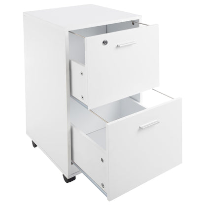 File Cabinet - 2-Drawer Cabinet with Lock and Deep Drawer Storage - Rolling Filing Cabinet for Under The Desk, Home, or Office by Lavish Home (White)