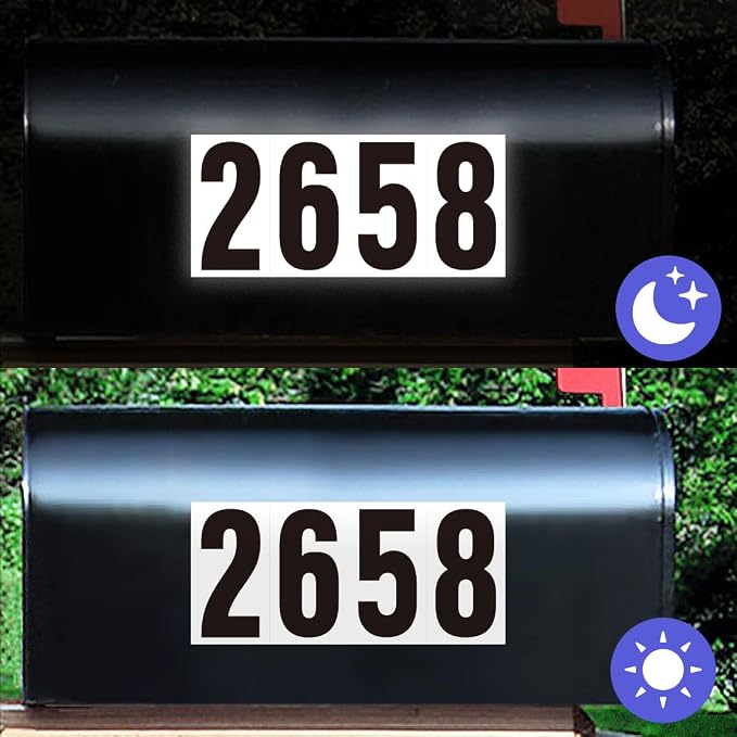 2 inch Self Adhesive Numbers for Mailbox, House Numbers, Reflective Mailbox Number, Trash Cans Number, for Outside, 120 PCS (Black/White)