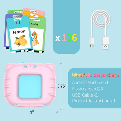 Eaever ABC Talking-Flash-Cards with 252 Sight Words, Easter Birthday Gifts for Girls 2 3 4 5 6 Years, Language Therapy Toys for Autistic Children, Learning Toys for Toddlers Ages 2-6, Pink