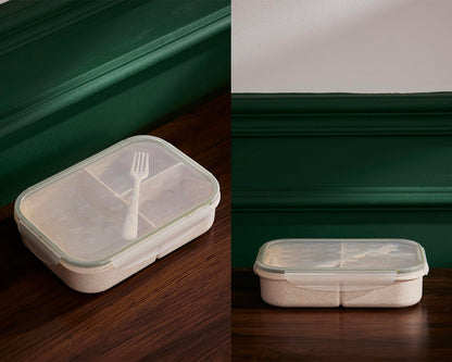 SEVENY Bento Box Natural Wheat Fiber Material,Ideal Leak-Proof Bento Box Adults,Lunch Box for Women,BPA-Free Lunch Box,Reusable Meal Prep Container for Body Builders, White