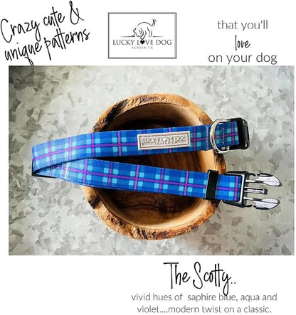 Lucky Love Dog - Adjustable Dog Collar and Leash Set with Easy Click Buckle for Large Dogs, Durable, & Comfortable Collar for Male & Female Dogs, Puppies & Adult Ones - Scotty Combo, Large