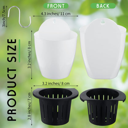 Dandat 20 Pack 4.3 Inch Wall Planter Self Watering Plastic Wall Pot Self Watering Planters Wall Mounted Herb Planter Indoor Flower Pots with Absorbent Cotton Ropes and Hooks for Garden Herbs Plants