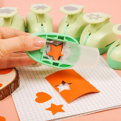 UCEC Paper Punches for Crafting, Hole Punch for Kids, 1 Inch Craft Hole Punch Shapes, 6PCS Star Heart Flower Punch Kids Hole Puncher Shape Cutters for Crafts for School Crafting & DIY Projects