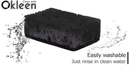 Black Multi Use Scrub Sponges. Made in Europe. 18 Pack, 4.3x2.8x1.4 inches. Heavy Duty Fiber. Odorless Durable Scrubber for Kitchen and Household Cleaning