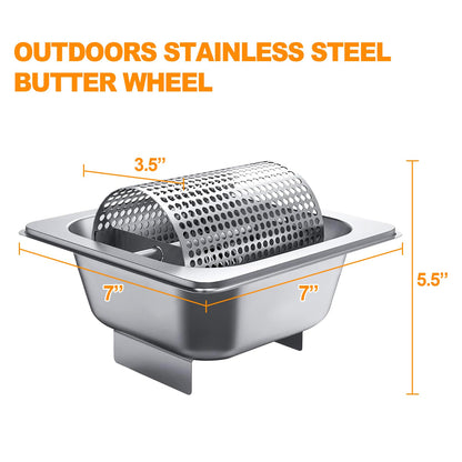 304 Stainless Steel Butter Spreader Wheel, Spreads Butter Evenly for Breakfast/Camping/Picnics, Hold 3 Sticks of Butters of Butter Roller Saver