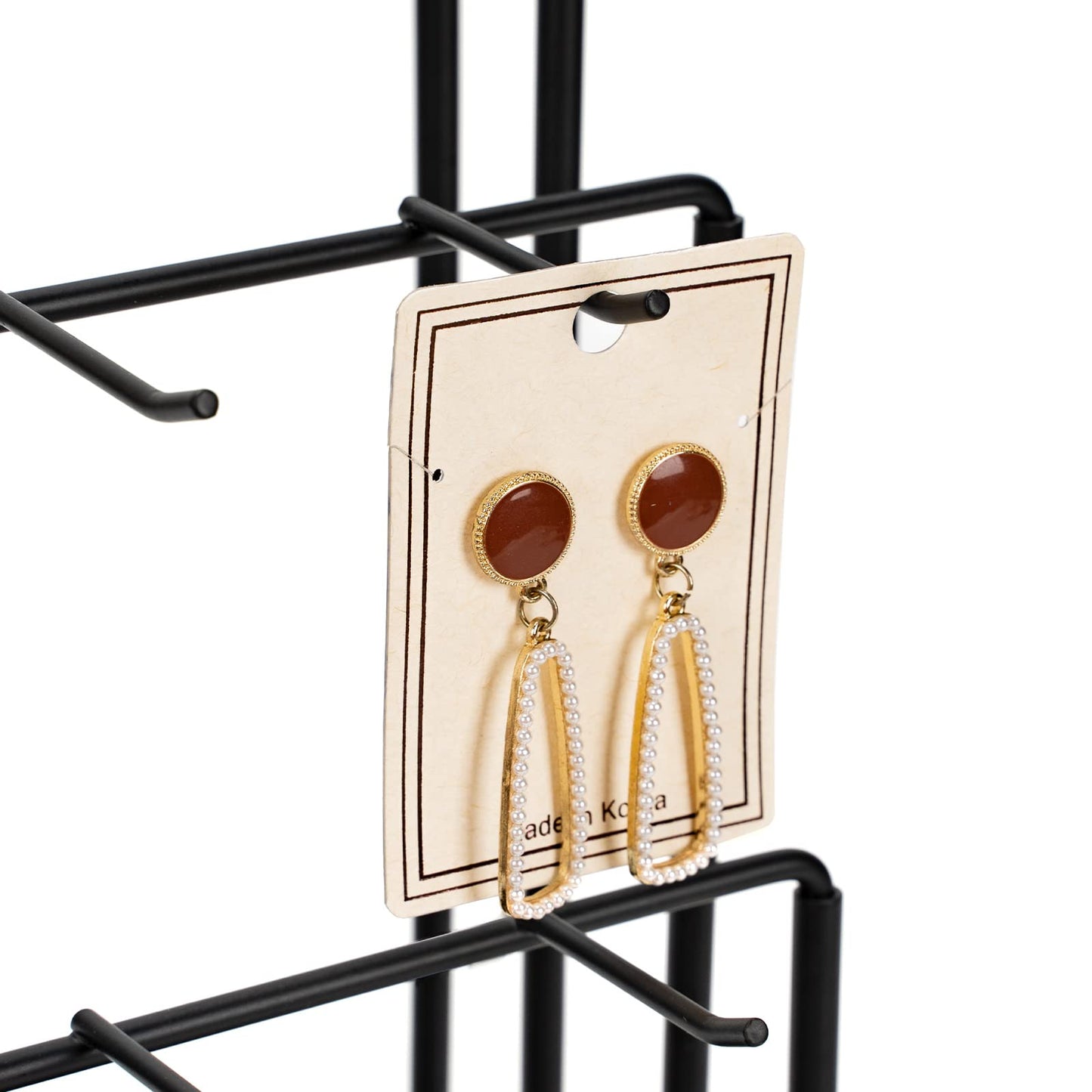 DGWJSU Earring Display Stands for Selling, Earring Rack Display Holder Stand, Jewelry Display for Selling Earring Cards, Bracelets, Hair Accessories, Rings, Necklaces (Rustic Brown, Common Size)