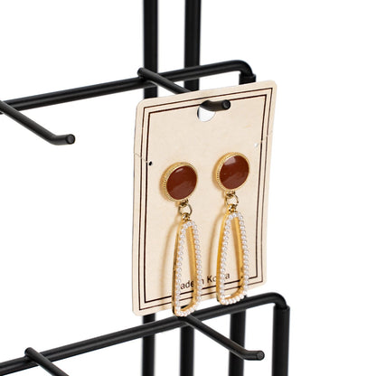 DGWJSU Earring Display Stands for Selling, Earring Rack Display Holder Stand, Jewelry Display for Selling Earring Cards, Bracelets, Hair Accessories, Rings, Necklaces (Rustic Brown, Common Size)