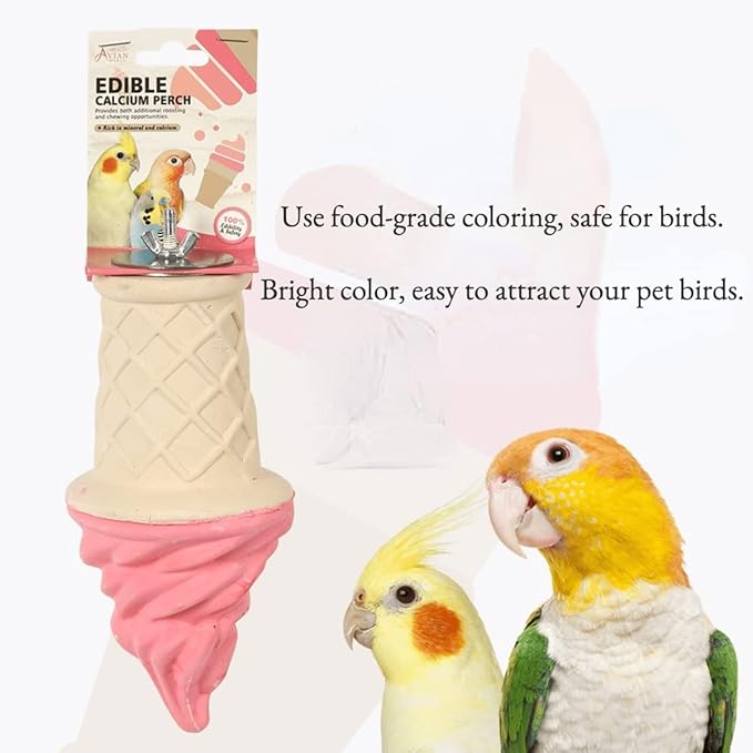 Bird Toy, Bird Cage Chewing Toys, Parrot Perch Stand, Ice Cream Shape Totoro Squirrel Hamster Calcium Teeth Mouth Molar Grinding Stone Parrot Beak Stone Stand Platform (Small)