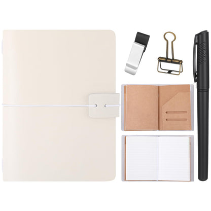 Thenshop Travelers Refillable Leather Journal Notebook Travel Diary Handmade Passport Travelers Journal for Men and Women with 3 Notebook Inserts, Pen Holder, Binder Clip(White,Passport Size)