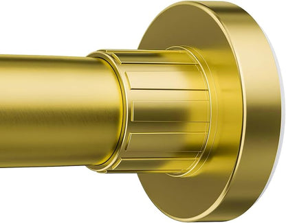 Ausemku Shower Curtain Rod 32-65 Inch Adjustable - 1 Inch Diameter Heavy Duty No drill Spring Tension Shower Rod, Non-Slip Rustproof Telescopic Rod for Bathroom, Gold