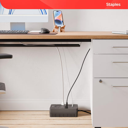Staples TECH 650VA UPS Battery Backup with 8 Outlets – Standby Power Supply & Surge Protection for Computers, Routers & Home Office Electronics, Black