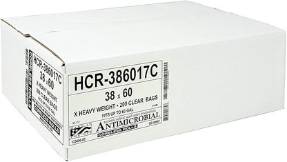 Aluf Plastics High Density Trash Bags, 60 Gallon, 14 Micron,