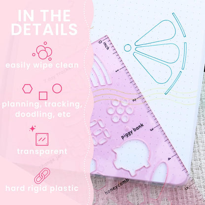 In The Slightest - Journal Stencils, Planner Stencils, Notebook, Diary, Journaling, Bullet Journaling Supplies, Notebook, DIY Drawing, Hard Plastic, Planner Accessories - Watermelon