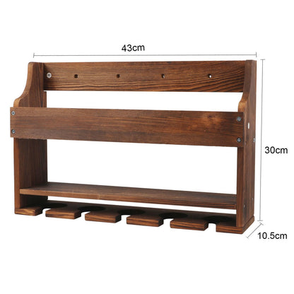 TIRYIUOU 2 Pack Wooden Wine Rack Wall Mounted with LED Light, Wall Wine Rack, Bar Liquor Shelf, Wine Glass Holder Wall Mounted, Floating Bar Shelves for Kitchen, Dining Room, Home Bar