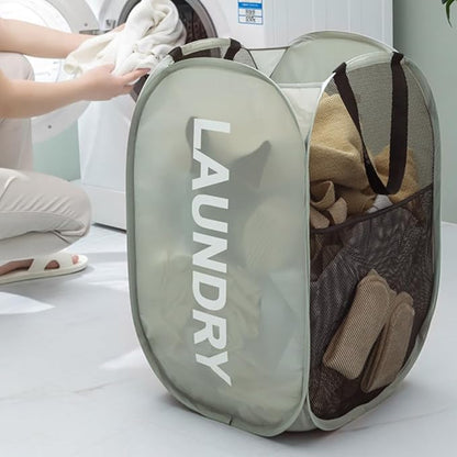 Larpur Pop Up Laundry Baskets, 2 Pack Mesh Laundry Hampers