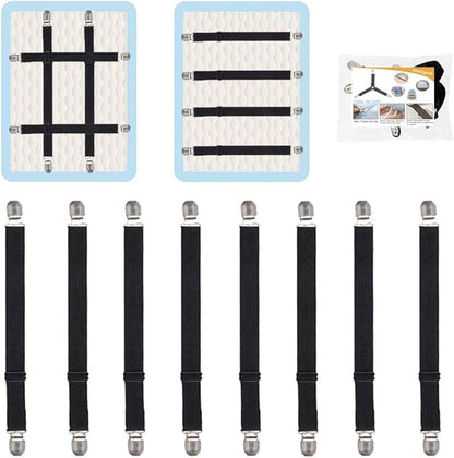 Adjustable Bed Sheet Straps Clips, Elastic Mattress Sheet Fasteners Holder and