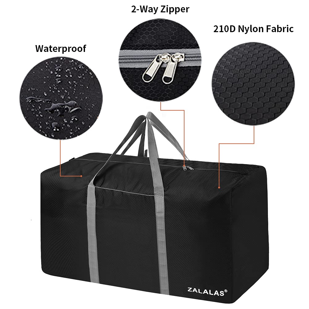 ZALALAS Travel Duffle Bag,96L Extra Large Duffel Bag Lightweight,Waterproof Duffel Bag for Men Women,Black