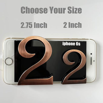 Self Adhesive Mailbox Numbers, 3D Door Address Number Stickers for Aprtment Office Home Room or Outside Business Decorative Project (Copper, 2" - Set of 20)