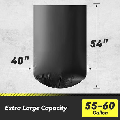 100 Count 55-60 Gallon Trash Bags, Sturdy & Tear-Resistant Commercial Can