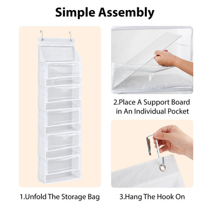 Bounlgsr 6 Large Hanging Yarn Storage Organizer with Double Zippers,10 Side Pockets, Large Capacity Knitting Needle Organizer, Over Door Yarn Organizer for Knitting Needles and Yarn