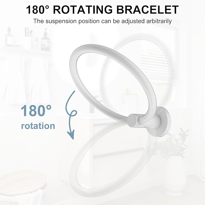 SetSail Towel Holder for Bathroom Wall Screw-in White Towel Ring Stainless