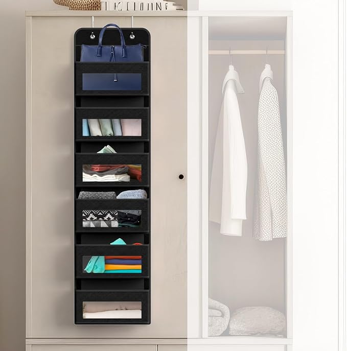 Simple Houseware 6 Clear Window Pocket Over Closet Door Storage Hanging