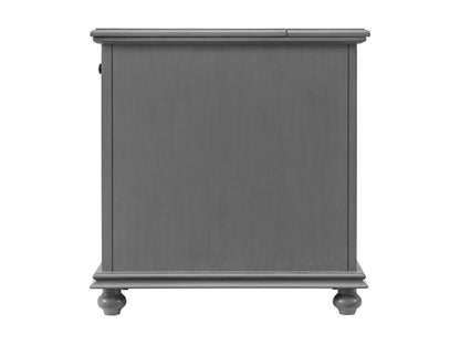 Martin Svensson Home Elegant Chairside End Table with Power — 24″W x 16″D x 25″H, Gray — Transitional Painted Accent Table with Flip-Top USB Charging, Drawer & Cabinet Storage