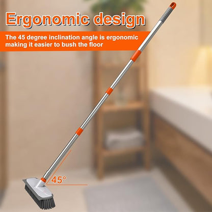 Floor Scrub Brush with Long Handle, Stiff Bristles Deck Brush, BITOPE