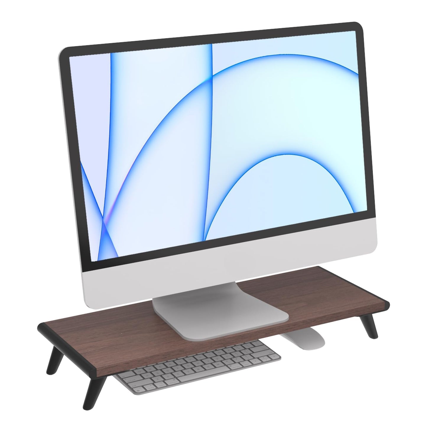 loukin Monitor Stand Riser for Desk, 22.4" x 8.3" Larger Computer Stand for Laptop, PC, Printer, Sturdy Desktop Computer Shelf with Non-Skid Rubber, Home Office (Brown)