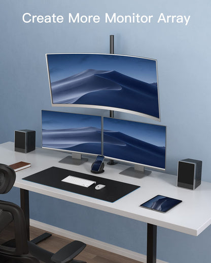 HUANUO Monitor Arm Desk Mount, Fully Adjustable Stand Computer Mount for 13-32 In Screen, Ultra Wide Screen to 38In, Single Extra Tall 39 Inch Monitor Stand Holds up to 22lbs with C Clamp/Grommet Base