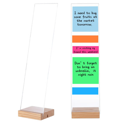 BrightRow Monitor Memo Board with Removable Wooden Base Acrylic Portable Sticky Note Holder for Computer Monitors Office Desk Accessories, No Screen Damage, Fits Any Laptop and Desktop (2 Pcs)