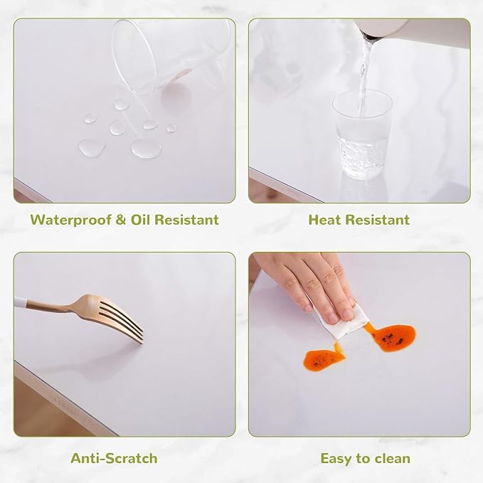 44 x 108 Inch Clear Table Cover Protector, Clear Table Protector for Dining Room Table, 1.5mm Plastic Table Cover, Waterproof Table Pad for Kitchen, Office