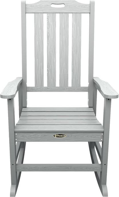 Oversized Rocking Chair Set of 8, Outdoor Rocking Chair for Adults, All Weather Resistant Porch Rocker for Lawn Garden, Grey