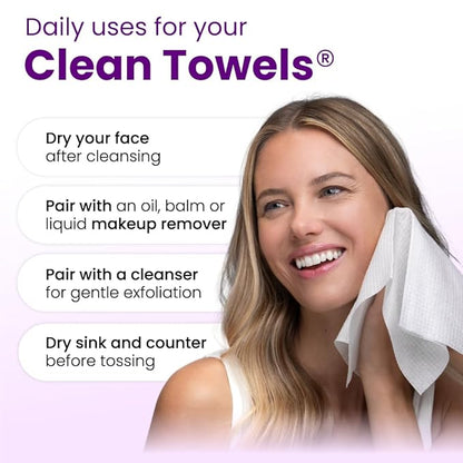 Clean Skin Club Healthy Aging Clean Towels® XL, Travel Pack, Smooths Fine Lines