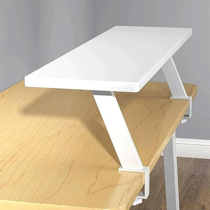 AWSAD Clamp on Desk Shelf, Desktop Extender Storage Organizer Adjustable Floating Desks Shelf for Office, Dorm, Home Desk Organization, White (23.6 x 7.8 in)
