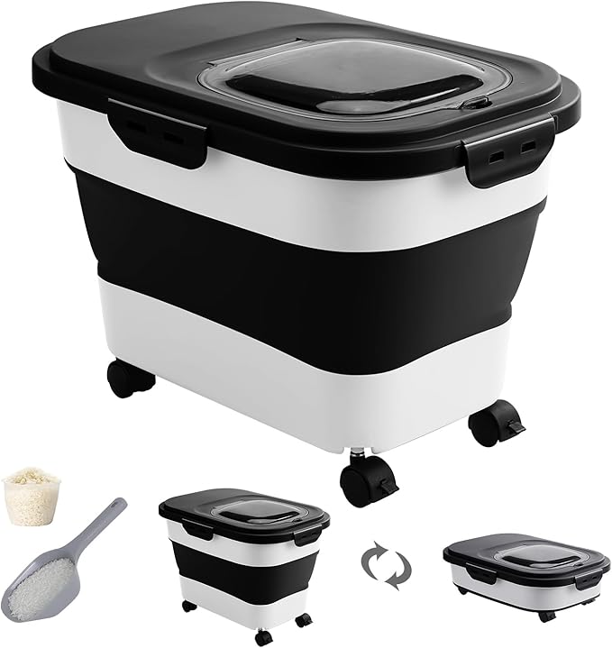 20-30 Lbs Rice Storage Container, Collapsible Food Storage Containers