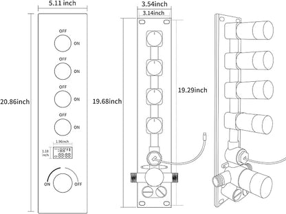 AYIVG Brushed Gold 4 Function Dual Shower Heads System Multi Functions 16 X 26 Inch Rainfall and 8 Inch Wall Mount with 6 Jets Full Body Shower System Set with Handheld shower head