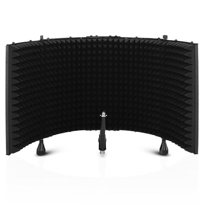 Pyle Microphone Isolation Shield with Soundproof Foam, Portable Vocal Recording Booth for Studio & Podcast, Adjustable Folding Acoustic Panels, Shock Mount, 5/8'' Mic Thread, Easy Setup