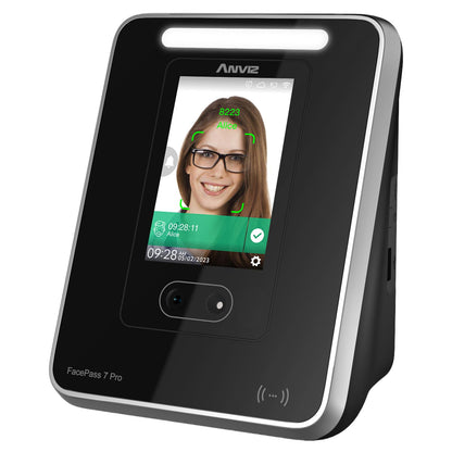 ANVIZ FacePass 7 Pro Cloud-Based Time Clock with Face, RFID, PIN - Free Cloud Software - Biometric Clock In and Out Machine For Employees Small Business - Support Door Access, Touchscreen, 2.4GHz WiFi